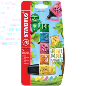 Textmarker STABILO BOSS MINI Animal Vibes, 5 St., sortiert
