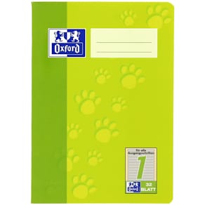 Schulheft Oxford A5, 32 Blatt, Lineatur 1, grün, Wolle & Isi