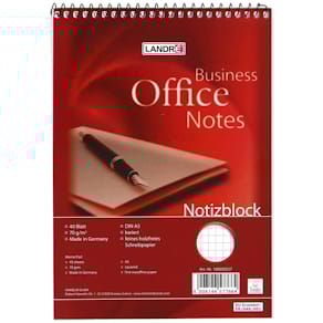 Spiralnotizblock LANDRE, A5, kariert, 40 Blatt, perforiert