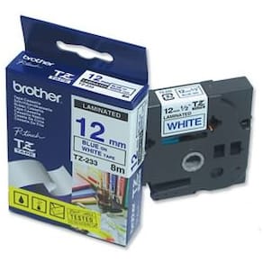 Tape Brother TZe 233 12mm blå på vit