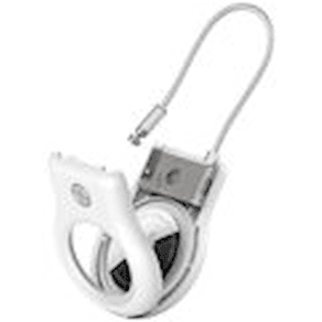 Secure Holder with Wire Cable for Airtag - White