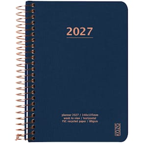 KOZO Kalender 2027 A6 Vecka per uppslag Navy