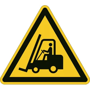 Varseldekal 'Varning för truckar'