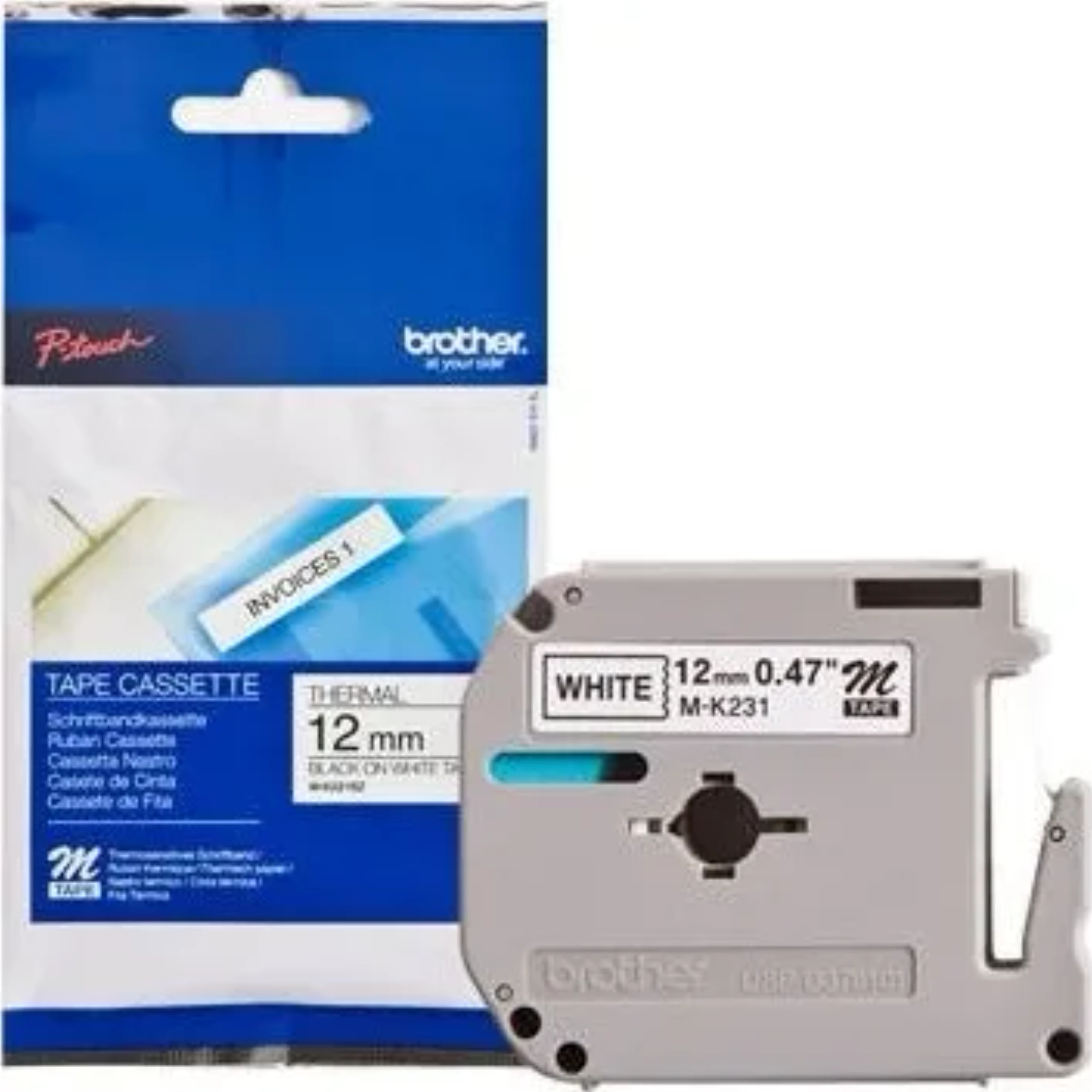 M-K231 tape 12mm black/white