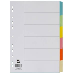 Register Q-CONNECT, A4, blanko, farbig, 6-teilig