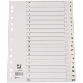 Register Q-CONNECT Plastik A4 1-20, weiß