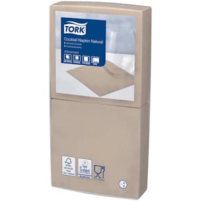 Kaffeservietter Tork 1/4-fold 2-lag, natur 24x24 cm, 200 stk