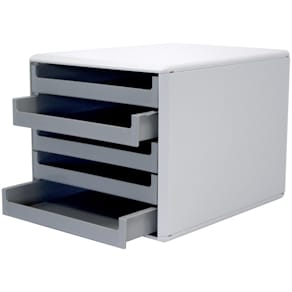 Schubladenbox M+M, 5 Schubladen, hellgrau/dunkelgrau