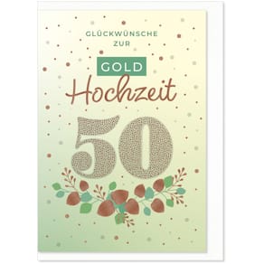 Glückwunschkarte KOMMA³ Goldhochzeit Zweige, inkl. Umschlag, bunt