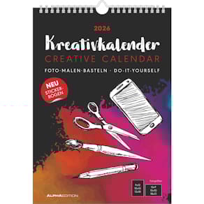 Bastelkalender Alpha 2026, A4, schwarz