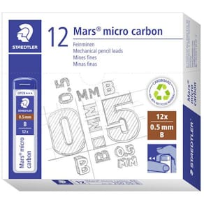 Reservstift Staedtler 0,5mm B, 12 stift/tub, 12fp