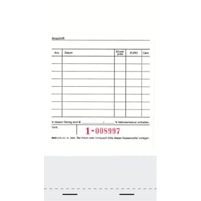 Kassenblock RNK, mit Nummerierung, 2x50 Blatt, 96 x 175 mm