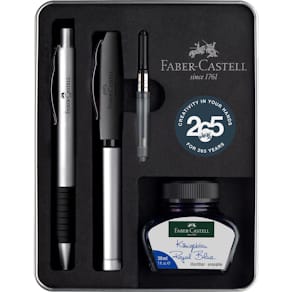 Geschenkset Faber-Castell Essentio Metall, 3-tlg., silber