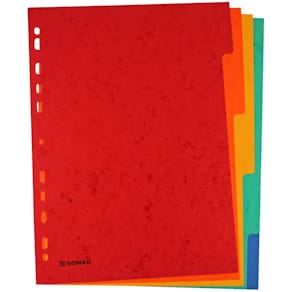 Register DONAU A4, 5-teilig, blanko, farbige Taben, 11-fach gelö