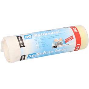 Müllbeutel STARPAK mit Zugband, LDPE, 30 l, 30 St., weiß