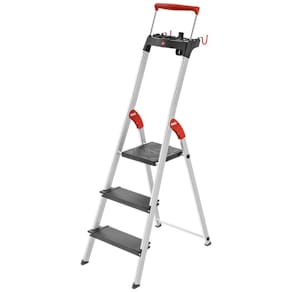 Sicherheits-Stehleiter Hailo L100 TopLine, 3 Stufen, silber