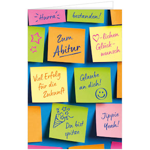 Glückwunschkarte Abitur, geprägt, bunt, 11,5 x 17 cm, mit Umschlä