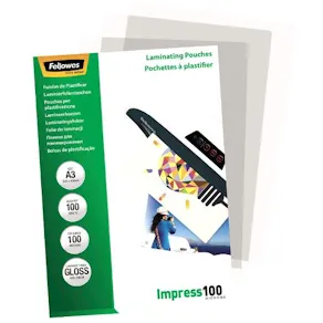 Laminat FELLOWES A3 100mic klar 100/fp