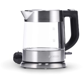 Wasserkocher Severin, 1 Liter, Glas/Edelstahl, 2200 W, schwarz