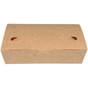 Pølsebakke pap brun m/hængslet låg 14x20x5 cm, 100 stk