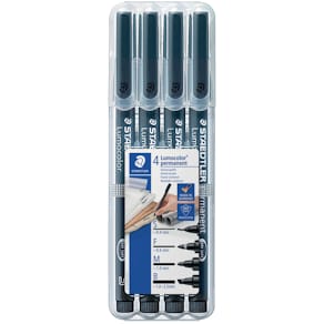 Folienstift STAEDTLER Lumocolor, 4er-Set, schwarz (S-F-M-B)