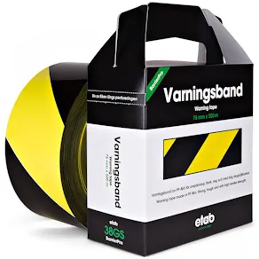 Varningsband 75mmx500m gul/svart