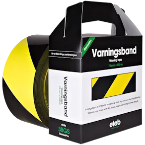 Varningsband 75mmx500m gul/svart
