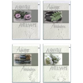 Trauerkarte Apollo, sortiert, 4 Motive, weiß/schwarz