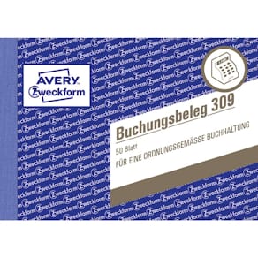 Buchungsbeleg Avery Zweckform 309, A6 quer, 50 Blatt, weiß