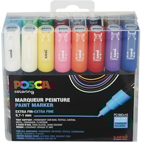 Paintmarker Uni POSCA PC-1MC, 0,7-1 mm, etui van 16 stuks