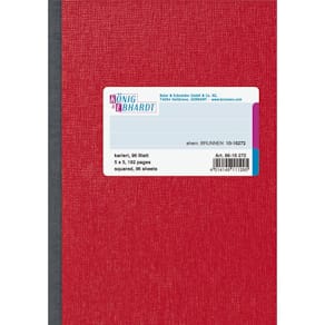 Geschäftsbuch KÖNIG & EBHARDT, A6, 96 Blatt, kariert, rot