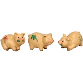 Glücksbringer Schwein, hellbraun, 3-fach sortiert, 5 x 2,5 x 3 cm