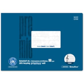 Notenheft Staufen Premio, Lin.NH, A5 quer, 8 Blatt, blau