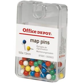 Kartnålar mixade färger 100-pack