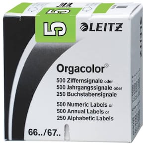 Ziffernsignale Leitz Orgacolor 5, selbstklebend, 23 x 30 mm, grün
