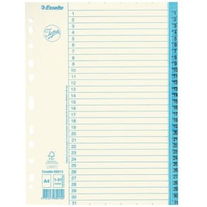 Pärmregister JOPA Papper A4 1-31, blå flik, 10st