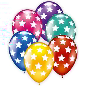 Luftballon KARALOON, 6 Stück, Sterne, sortiert