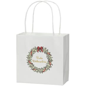 Geschenktasche Kranz, weiß, 160 x 80 x 160 mm (Papier)