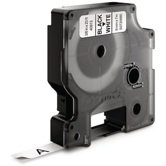 Tape DYMO D1 9mm x 7m sort/hvit