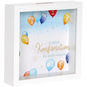 Spardose EigenArt, Glasfront, weiß, 16x16x10 cm, Konfirmation