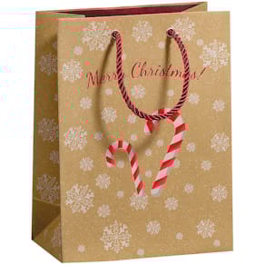 Geschenktragetasche ZÖWIE Candy Canes, Kraftpapier, natur, Midi