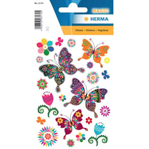 Sticker HERMA Schmetterlingsvielfalt, 22 Motive, Glitterfolie