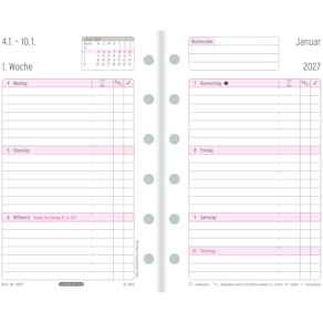 Kalendarium CHRONOPLAN Mini 2027, Wochenplan, weiß