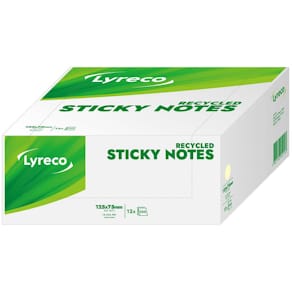 Notes LYRECO recycled 76x127mm gul 12/fp