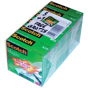 Plakband Scotch Magic Tape, ft 19 mm x 33 m, pak van 6 rollen