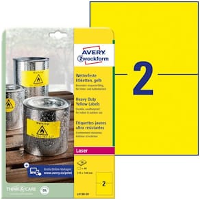 Etikett AVERY 210x148mm gul 40/fp