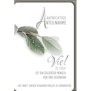 Trauerkarte, geprägt, schwarz/weiß, mit Umschlag