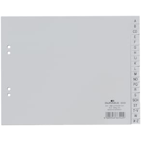 Register Durable, Kunststoff A‑Z, 20‑teilig, grau