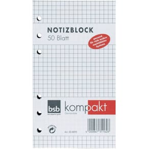 Ersatznotizblock BSB, A5, 50 Blatt, kariert
