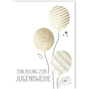 Einladungskarten Jugendweihe, 5 Stück, bunt, mit Umschlägen